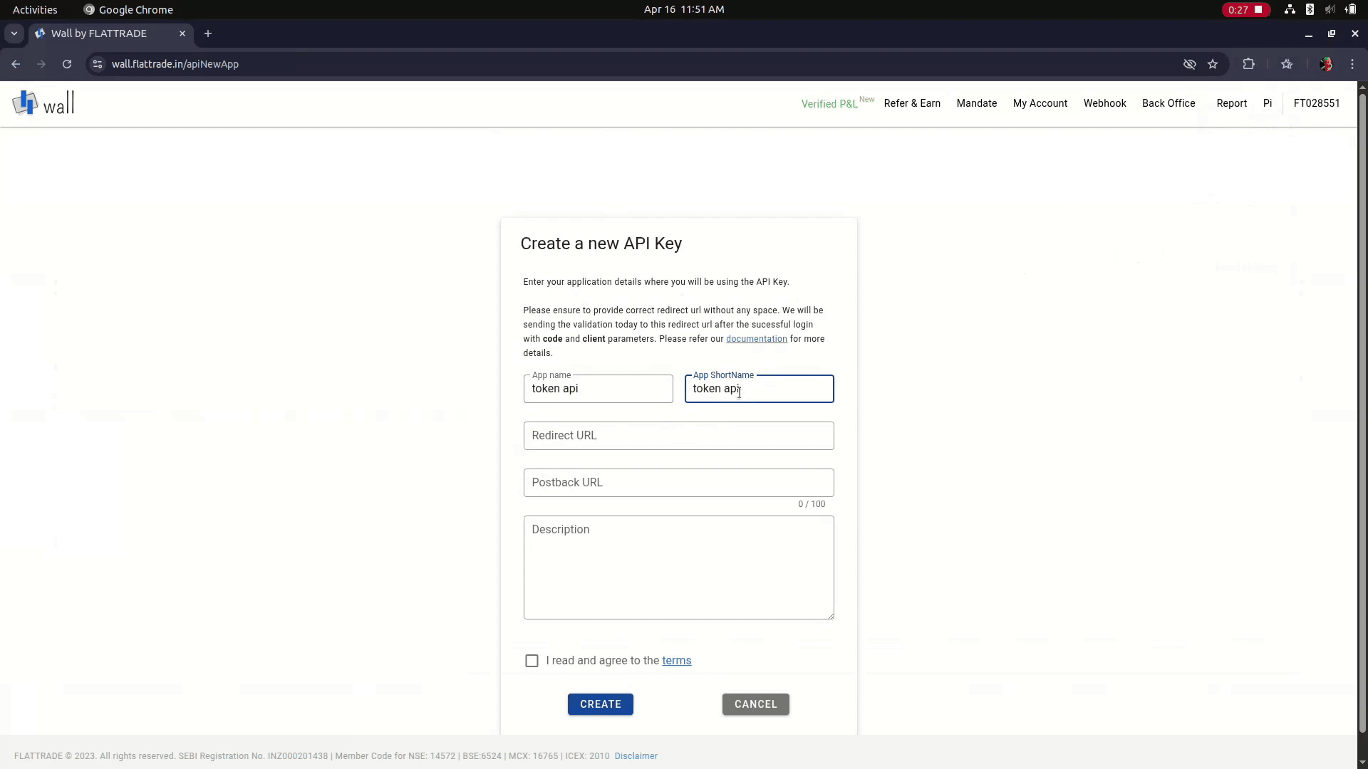 API Key Creation